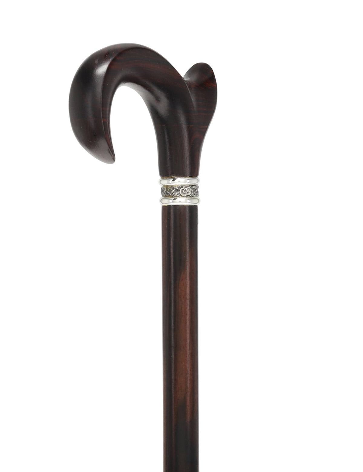 Luxury Cocobolo & Ebony Cane: Ergonomic, Pewter Rose Collar Anatomically Correct - Tophatter Daily Deals