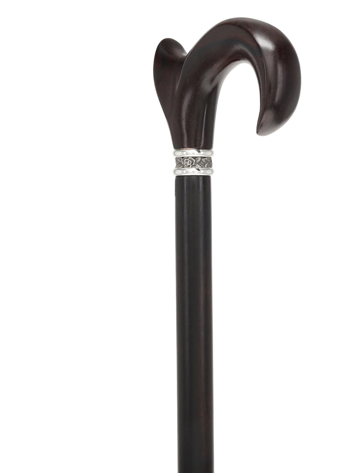 Luxury Cocobolo & Ebony Cane: Ergonomic, Pewter Rose Collar Anatomically Correct - Tophatter Daily Deals