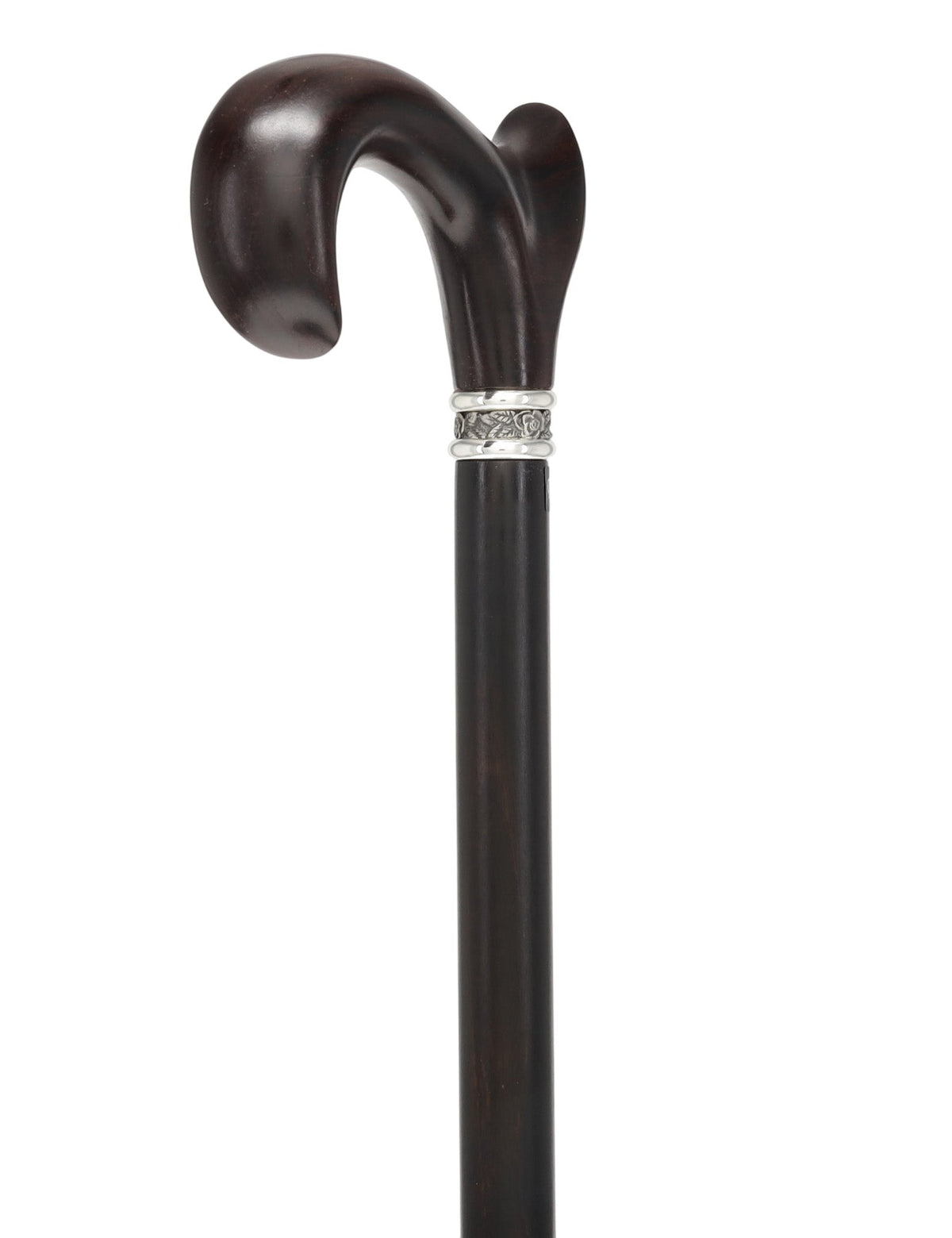 Luxury Cocobolo & Ebony Cane: Ergonomic, Pewter Rose Collar Anatomically Correct - Tophatter Daily Deals