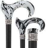 Black Onyx Swirl Cane: Pearlescent Handle, Embossed Collar Pearl Swirl Lucite Designer Walking Canes - Tophatter Daily Deals