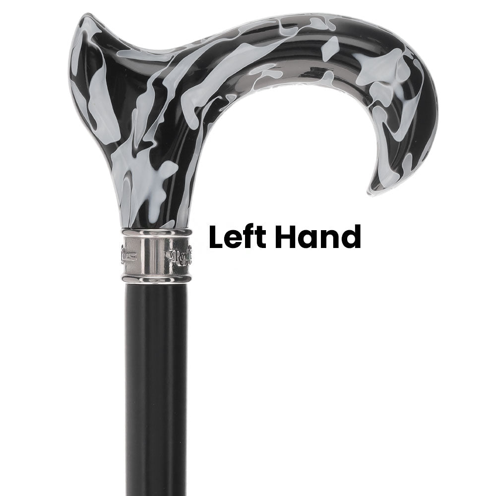 Black Onyx Swirl Cane: Pearlescent Handle, Embossed Collar Pearl Swirl Lucite Designer Walking Canes - Tophatter Daily Deals