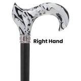Black Onyx Swirl Cane: Pearlescent Handle, Embossed Collar Pearl Swirl Lucite Designer Walking Canes - Tophatter Daily Deals