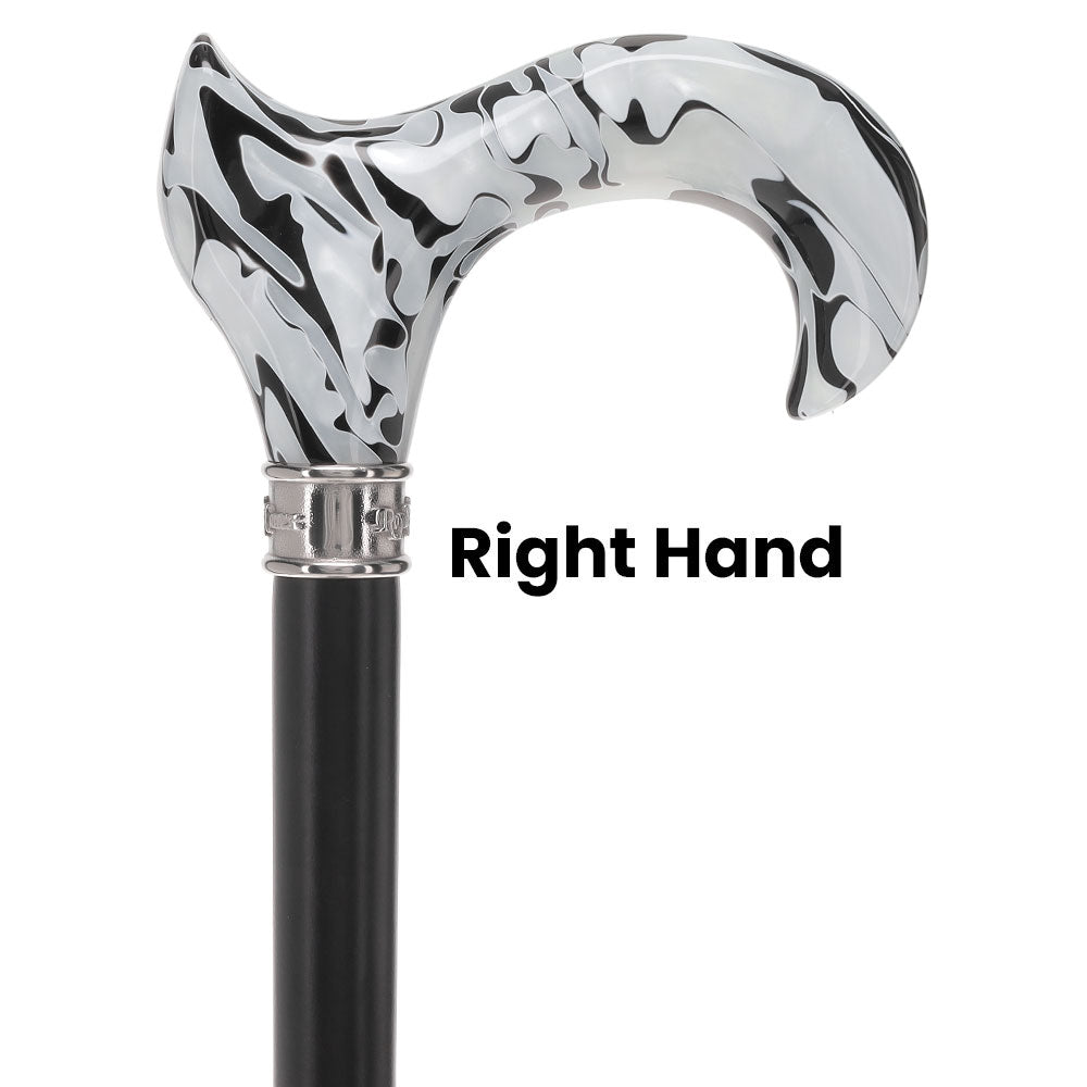 Black Onyx Swirl Cane: Pearlescent Handle, Embossed Collar Pearl Swirl Lucite Designer Walking Canes - Tophatter Daily Deals