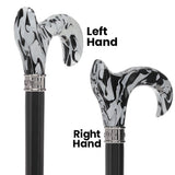 Black Onyx Swirl Cane: Pearlescent Handle, Embossed Collar Pearl Swirl Lucite Designer Walking Canes - Tophatter Daily Deals