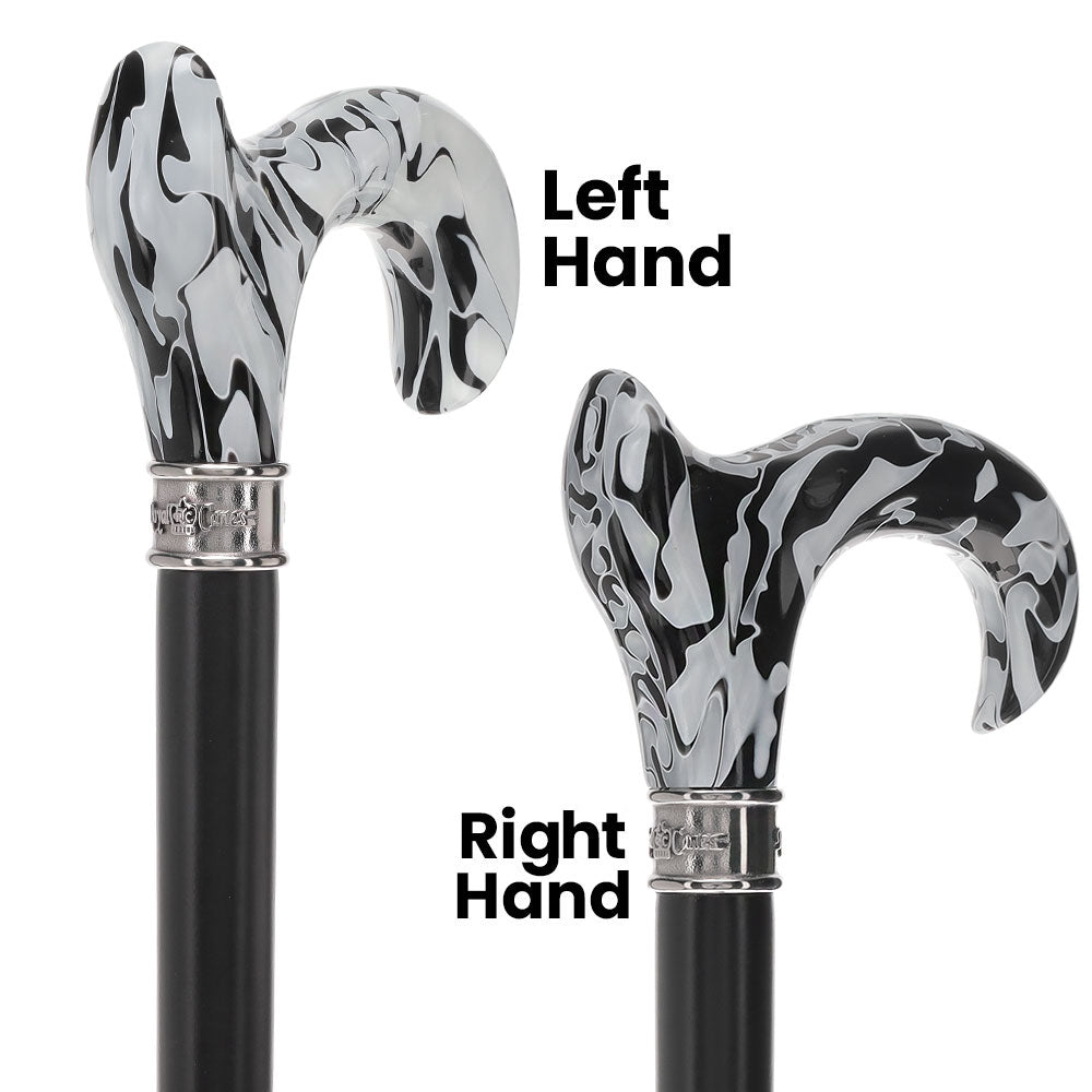 Black Onyx Swirl Cane: Pearlescent Handle, Embossed Collar Pearl Swirl Lucite Designer Walking Canes - Tophatter Daily Deals