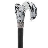 Black Onyx Swirl Cane: Pearlescent Handle, Embossed Collar Pearl Swirl Lucite Designer Walking Canes - Tophatter Daily Deals