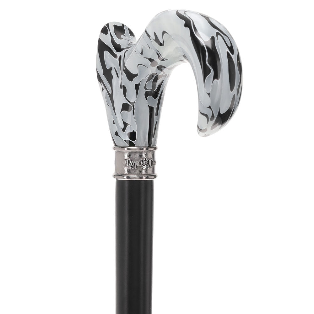 Black Onyx Swirl Cane: Pearlescent Handle, Embossed Collar Pearl Swirl Lucite Designer Walking Canes - Tophatter Daily Deals