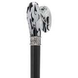 Black Onyx Swirl Cane: Pearlescent Handle, Embossed Collar Pearl Swirl Lucite Designer Walking Canes - Tophatter Daily Deals