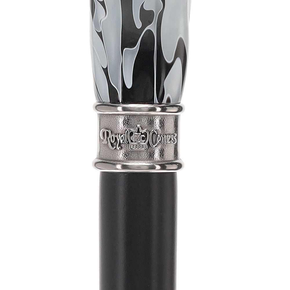 Black Onyx Swirl Cane: Pearlescent Handle, Embossed Collar Pearl Swirl Lucite Designer Walking Canes - Tophatter Daily Deals