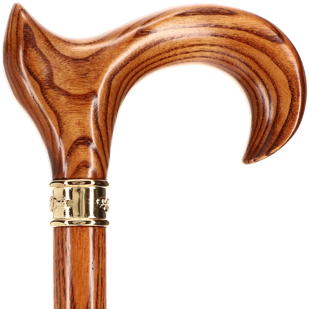 Scratch and Dent Hand-Specific Espresso Cane: Ash, Embossed Brass Collar V3133 - Tophatter Daily Deals