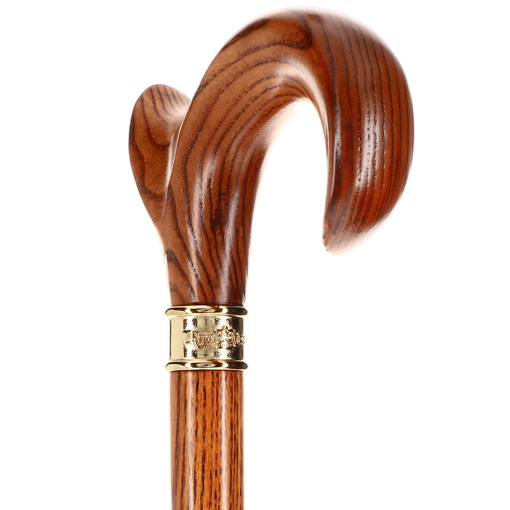 Scratch and Dent Hand-Specific Espresso Cane: Ash, Embossed Brass Collar V3133 - Tophatter Daily Deals