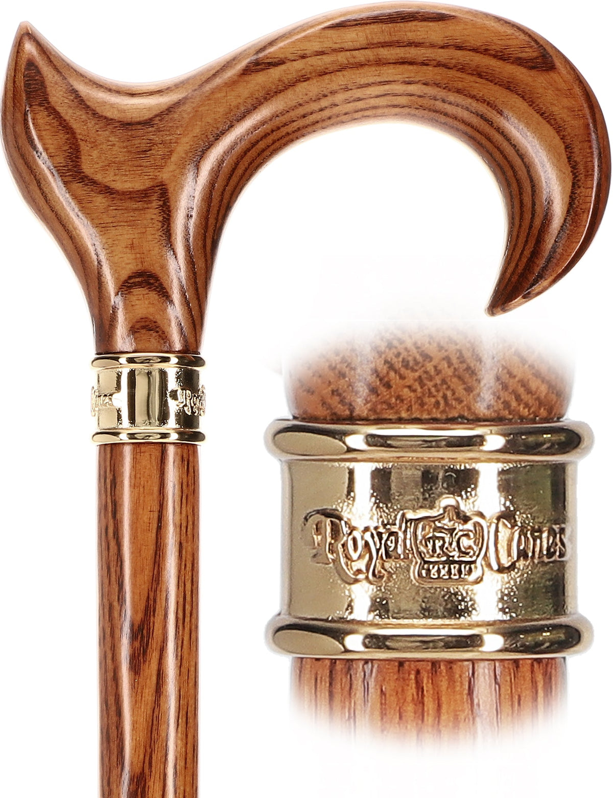Scratch and Dent Hand-Specific Espresso Cane: Ash, Embossed Brass Collar V3133 - Tophatter Daily Deals