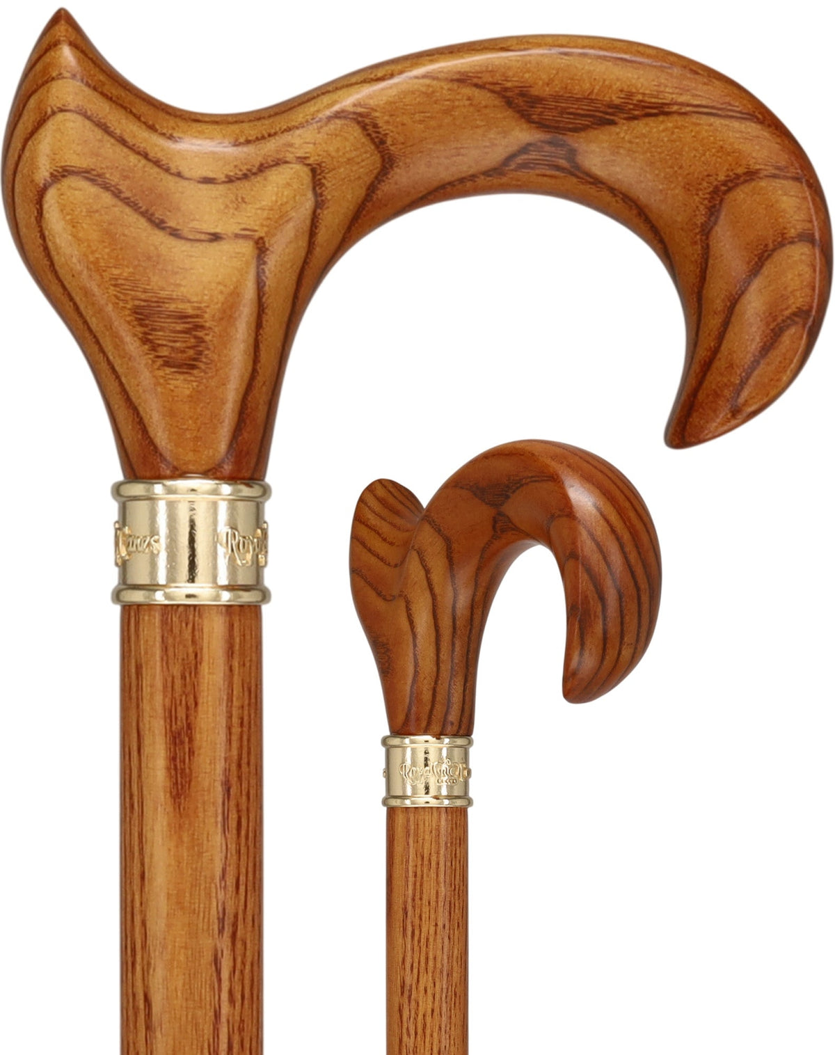 Hand-Specific Espresso Cane: Ash, Embossed Brass Collar Right - Tophatter Daily Deals