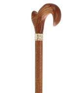 Genuine Oak Ergonomic Walking Cane with Embossed Collar Anatomically Correct - Tophatter Daily Deals