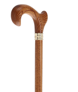 Genuine Oak Ergonomic Walking Cane with Embossed Collar Anatomically Correct - Tophatter Daily Deals