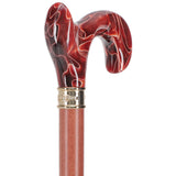 Hand-Specific Vivid Sunset Cane: Pearlescent, Rosewood & Brass Pearl Swirl Lucite Designer Walking Canes - Tophatter Daily Deals