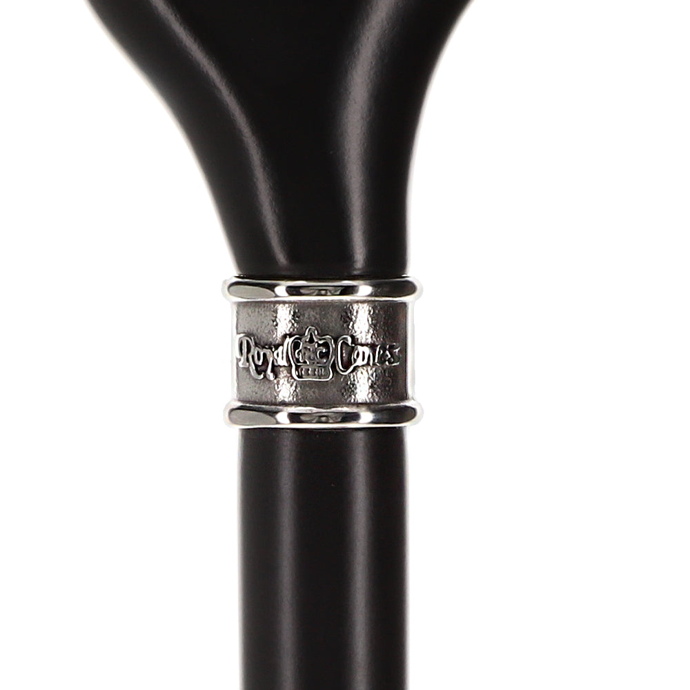 Hand-Specific Black Ergonomic Derby Cane: Silver Collar Anatomically Correct - Tophatter Daily Deals