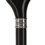 Hand-Specific Black Ergonomic Derby Cane: Silver Collar Anatomically Correct - Tophatter Daily Deals