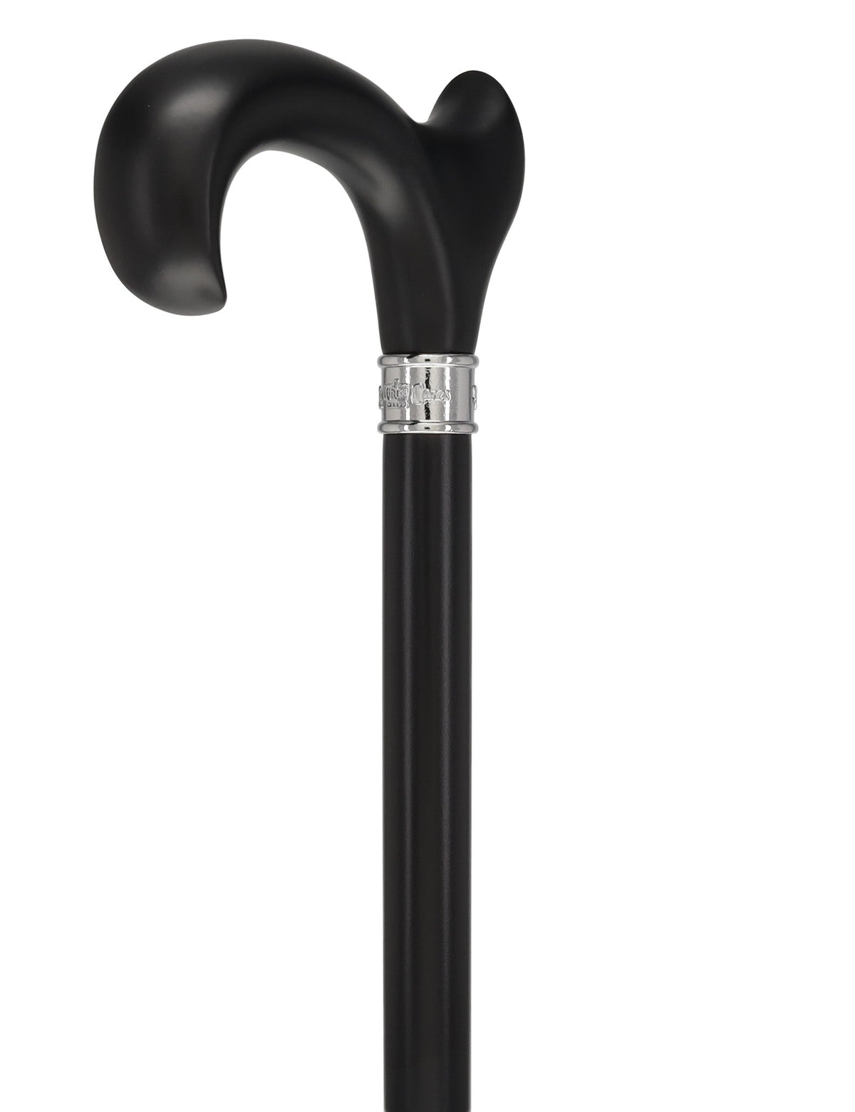 Hand-Specific Black Ergonomic Derby Cane: Silver Collar Anatomically Correct - Tophatter Daily Deals