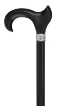 Hand-Specific Black Ergonomic Derby Cane: Silver Collar Anatomically Correct - Tophatter Daily Deals
