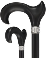 Hand-Specific Black Ergonomic Derby Cane: Silver Collar Left Anatomically Correct - Tophatter Daily Deals
