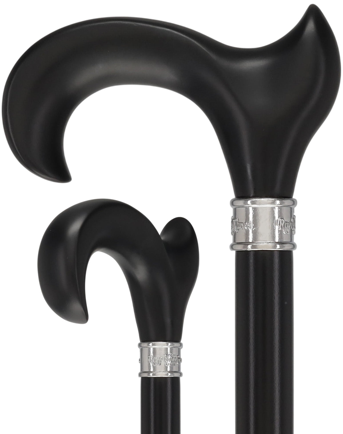 Hand-Specific Black Ergonomic Derby Cane: Silver Collar Left Anatomically Correct - Tophatter Daily Deals