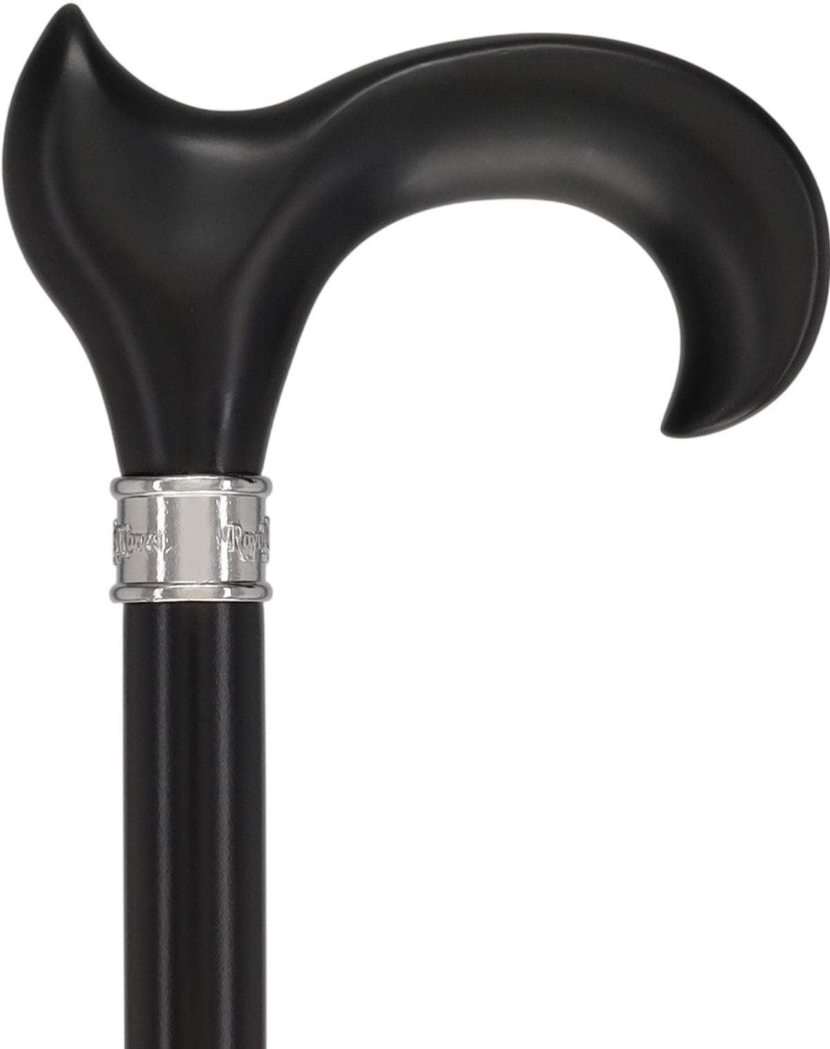 Hand-Specific Black Ergonomic Derby Cane: Silver Collar Anatomically Correct - Tophatter Daily Deals
