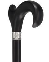 Hand-Specific Black Ergonomic Derby Cane: Silver Collar Anatomically Correct - Tophatter Daily Deals