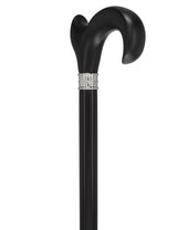 Hand-Specific Black Ergonomic Derby Cane: Silver Collar Anatomically Correct - Tophatter Daily Deals