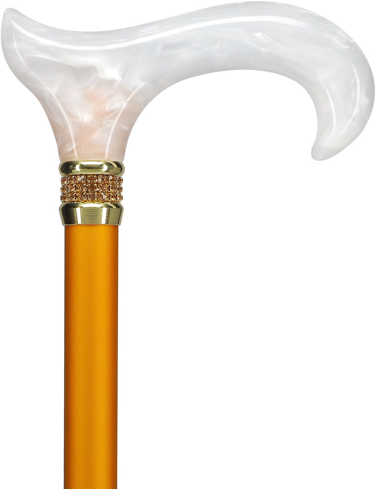 Luxurious Pearlz Rhinestone Adjustable Orthopedic Derby Cane Pearl Swirl Lucite Designer Walking Canes - Tophatter Daily Deals