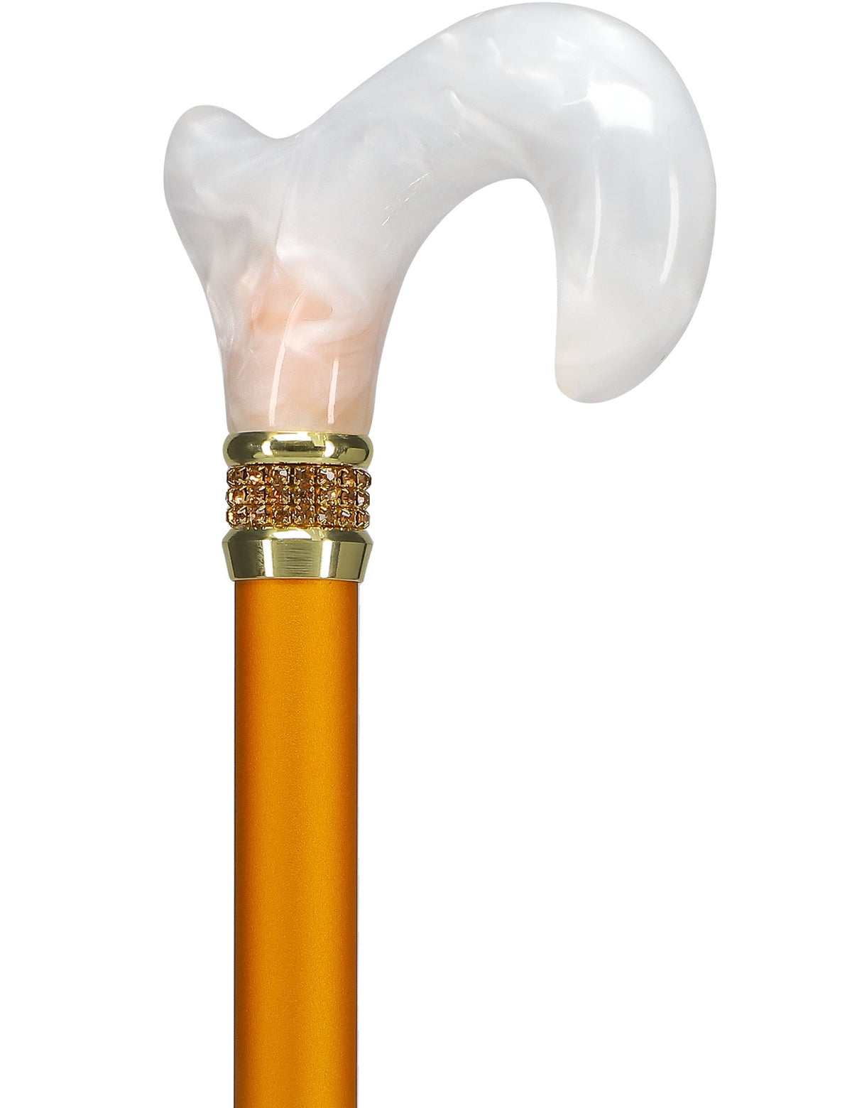Luxurious Pearlz Rhinestone Adjustable Orthopedic Derby Cane Pearl Swirl Lucite Designer Walking Canes - Tophatter Daily Deals