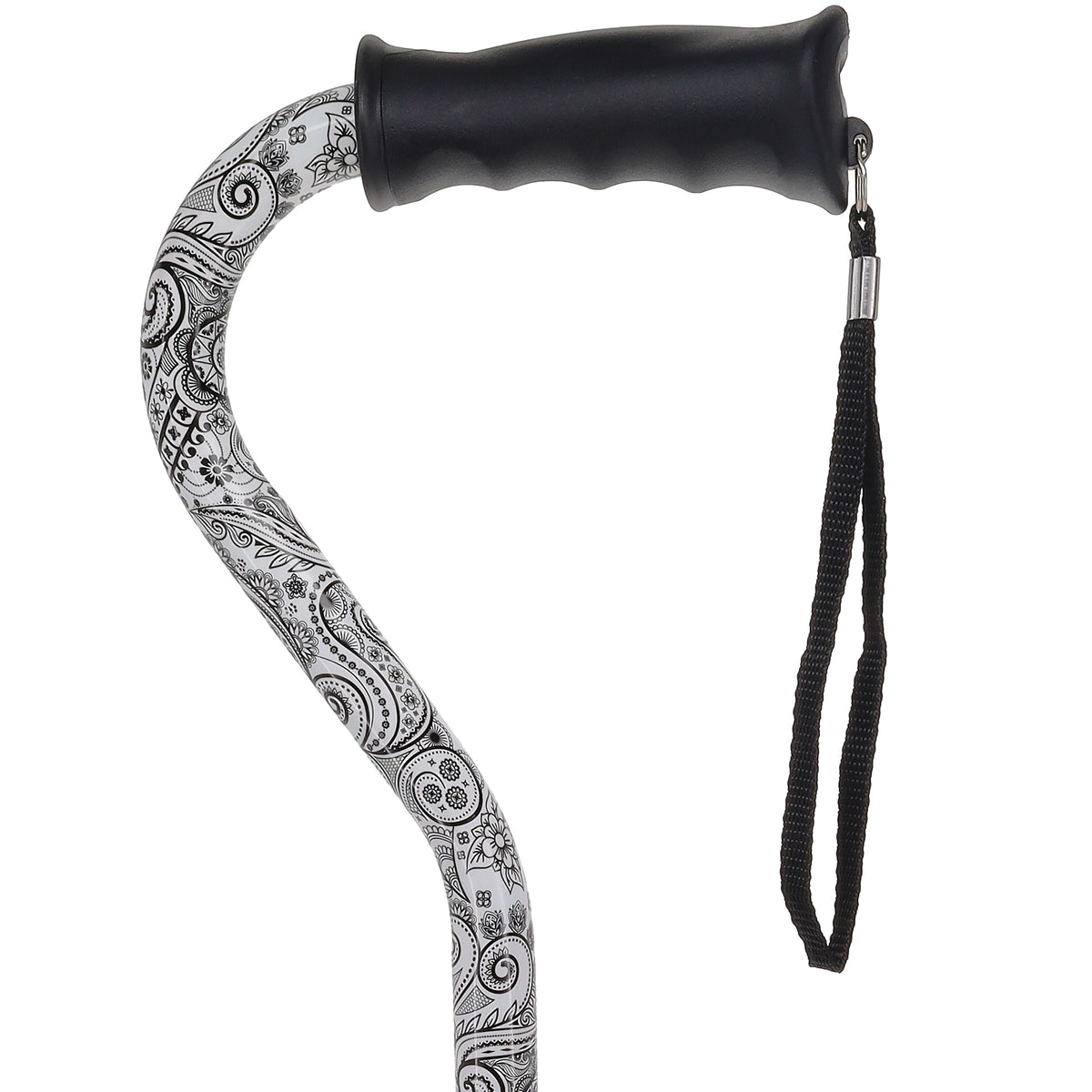 Black & White Offset Cane - Comfort Grip, Adjustable w/ SafeTbase Safetbase Canes - Tophatter Daily Deals