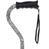 Black & White Offset Cane - Comfort Grip, Adjustable w/ SafeTbase Safetbase Canes - Tophatter Daily Deals