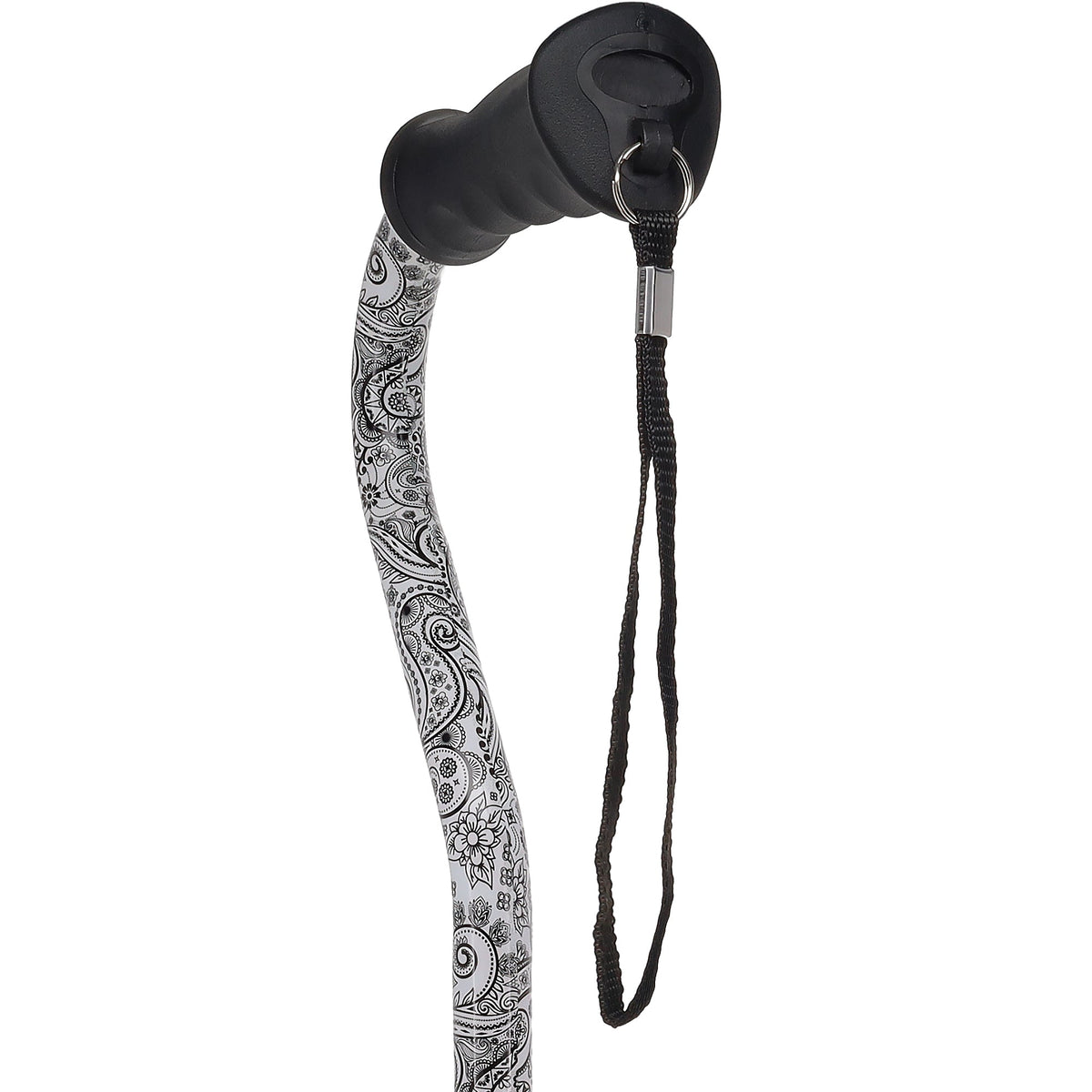 Black & White Offset Cane - Comfort Grip, Adjustable w/ SafeTbase Safetbase Canes - Tophatter Daily Deals