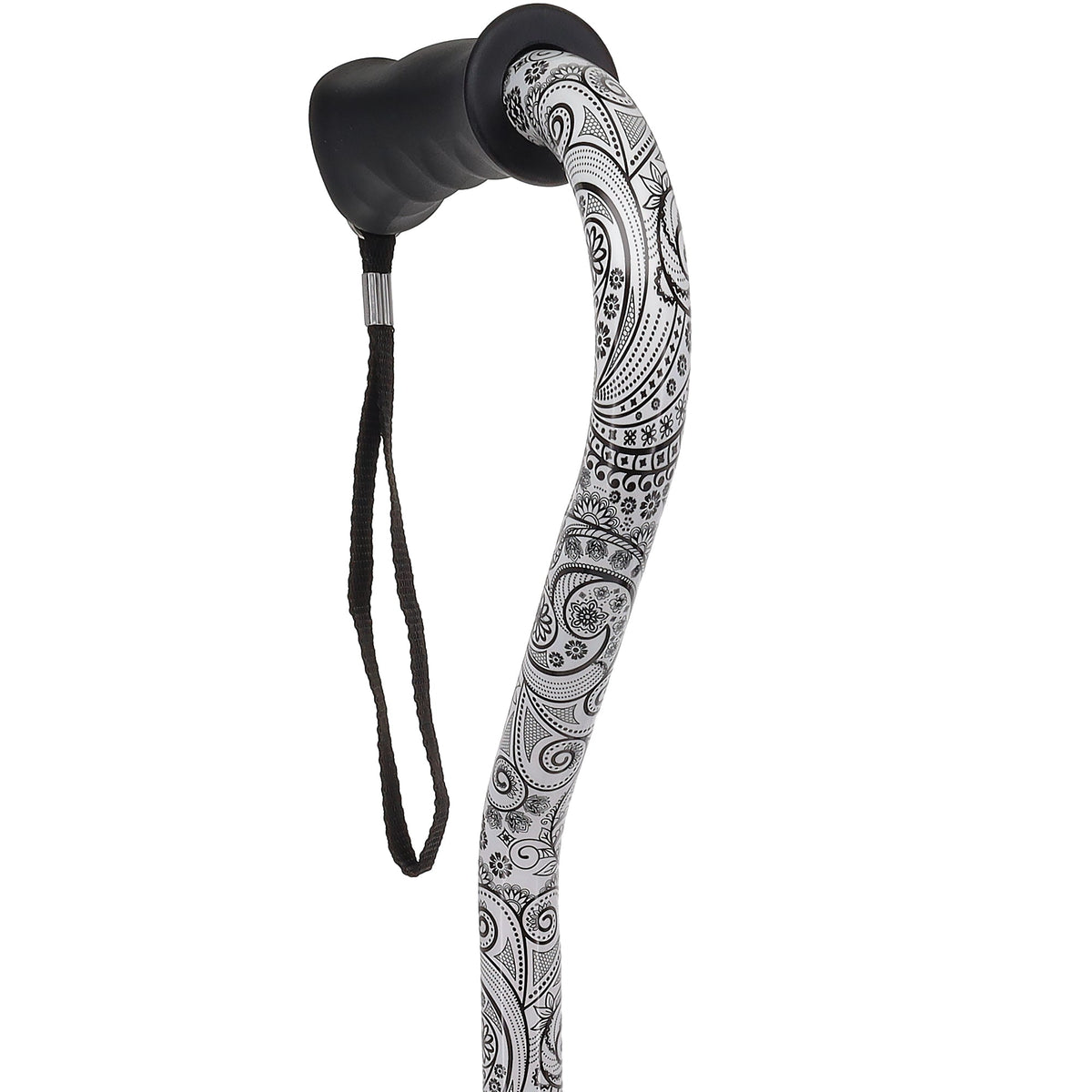 Black & White Offset Cane - Comfort Grip, Adjustable w/ SafeTbase Safetbase Canes - Tophatter Daily Deals