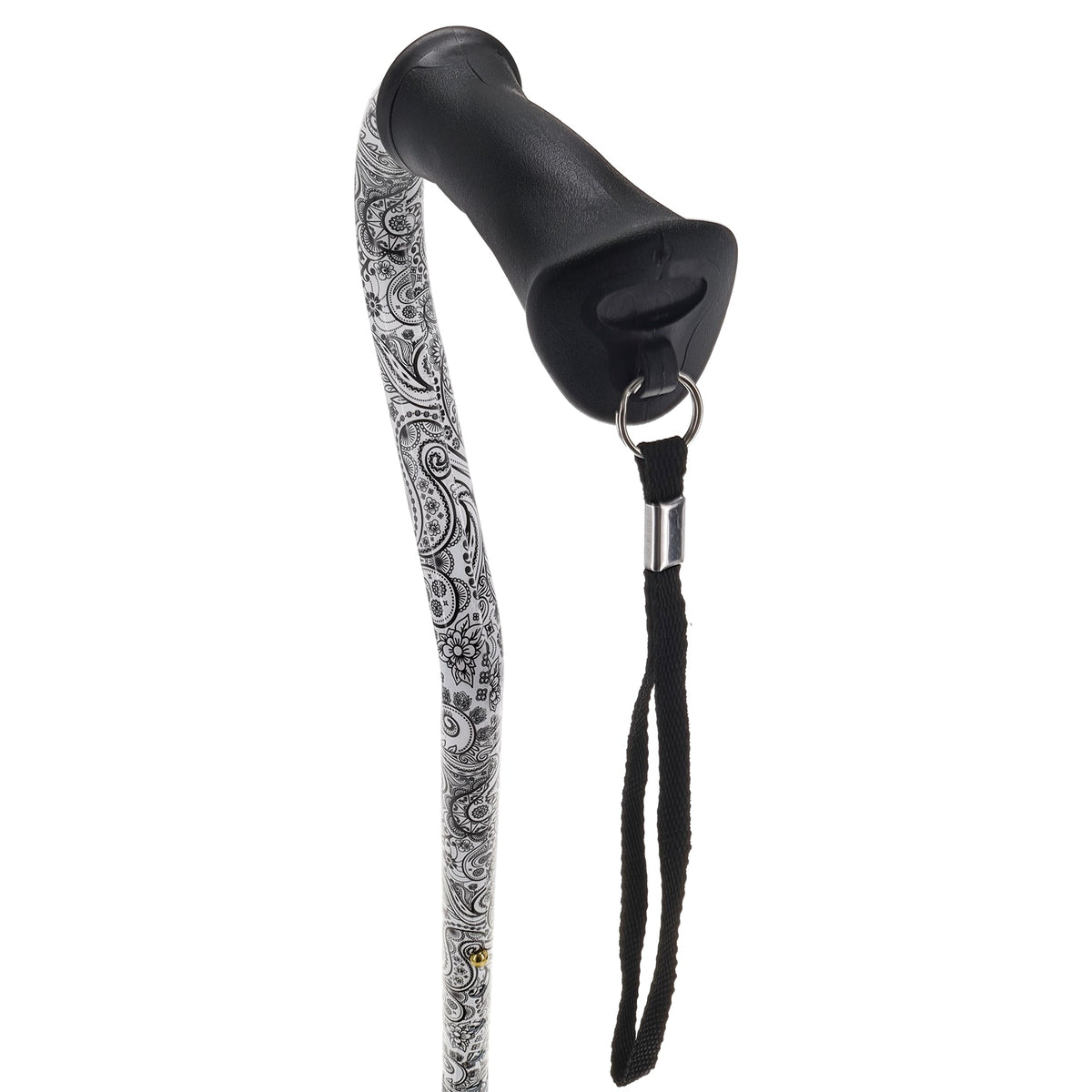 Black & White Offset Cane - Comfort Grip, Adjustable w/ SafeTbase Safetbase Canes - Tophatter Daily Deals