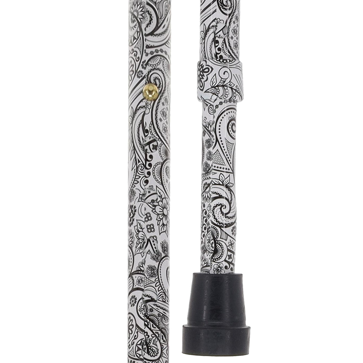 Black & White Offset Cane - Comfort Grip, Adjustable w/ SafeTbase Safetbase Canes - Tophatter Daily Deals