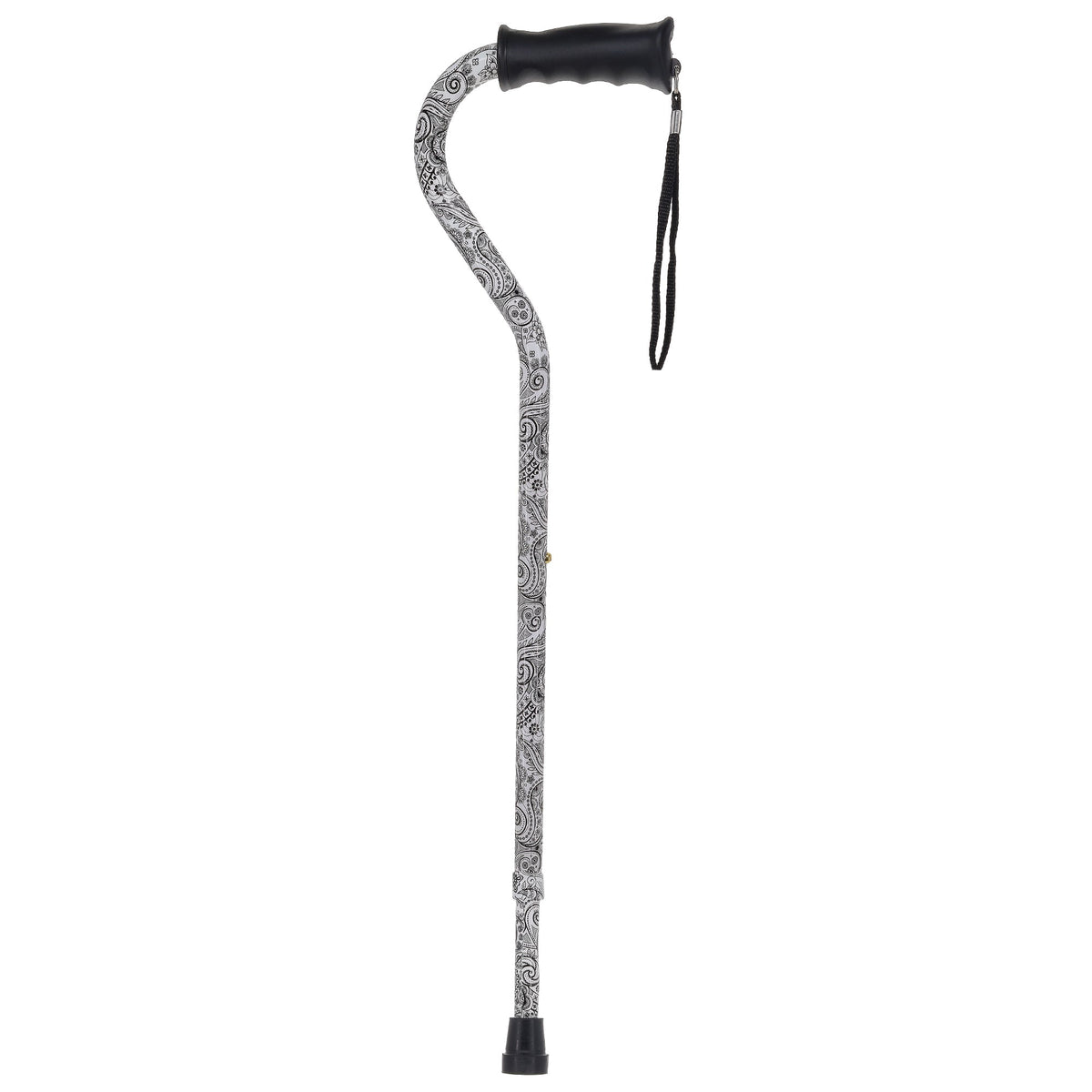 Black & White Offset Cane - Comfort Grip, Adjustable w/ SafeTbase Safetbase Canes - Tophatter Daily Deals