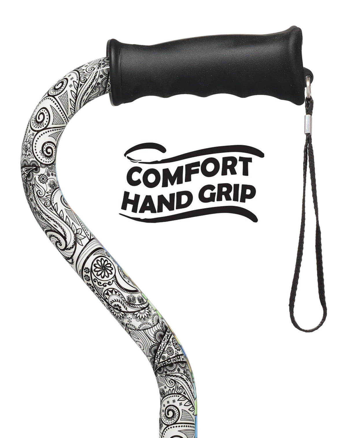 Black and White Convertible Quad Base Walking Cane with Comfort Grip - Adjustable Shaft Quad Base Canes - Tophatter Daily Deals