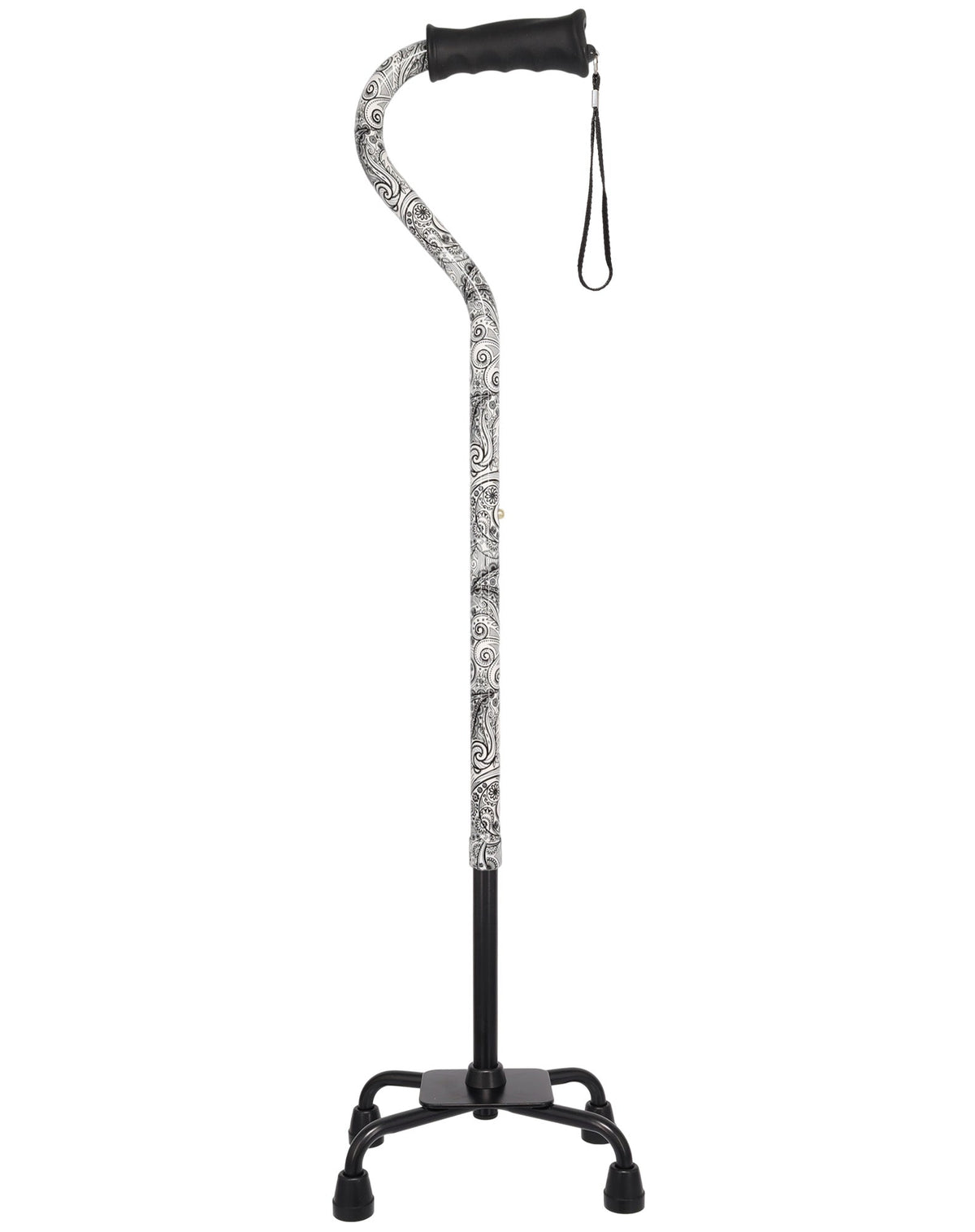 Black and White Convertible Quad Base Walking Cane with Comfort Grip - Adjustable Shaft Quad Base Canes - Tophatter Daily Deals