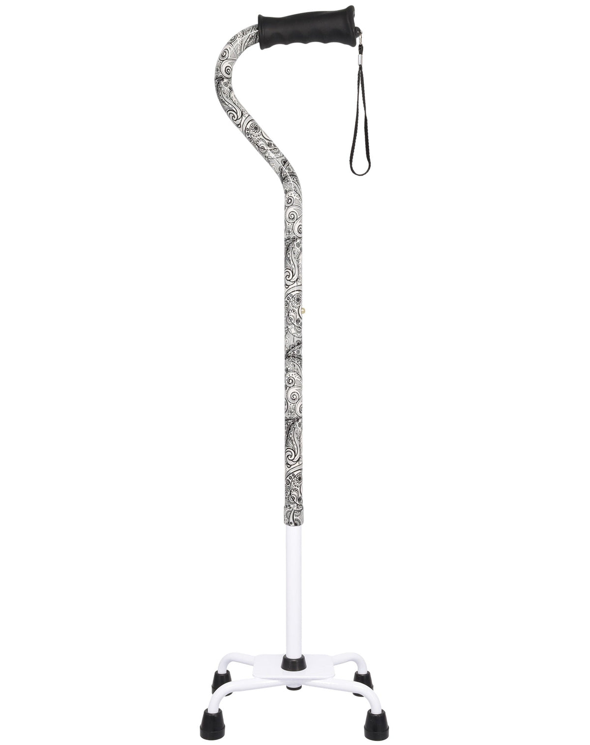 Black and White Convertible Quad Base Walking Cane with Comfort Grip - Adjustable Shaft Quad Base Canes - Tophatter Daily Deals