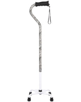 Black and White Convertible Quad Base Walking Cane with Comfort Grip - Adjustable Shaft Quad Base Canes - Tophatter Daily Deals