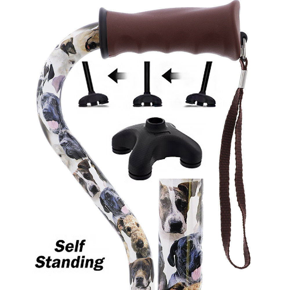 Dog Lovers' Offset Cane - Comfort Grip, Adjustable w/ SafeTbase Safetbase Canes - Tophatter Daily Deals