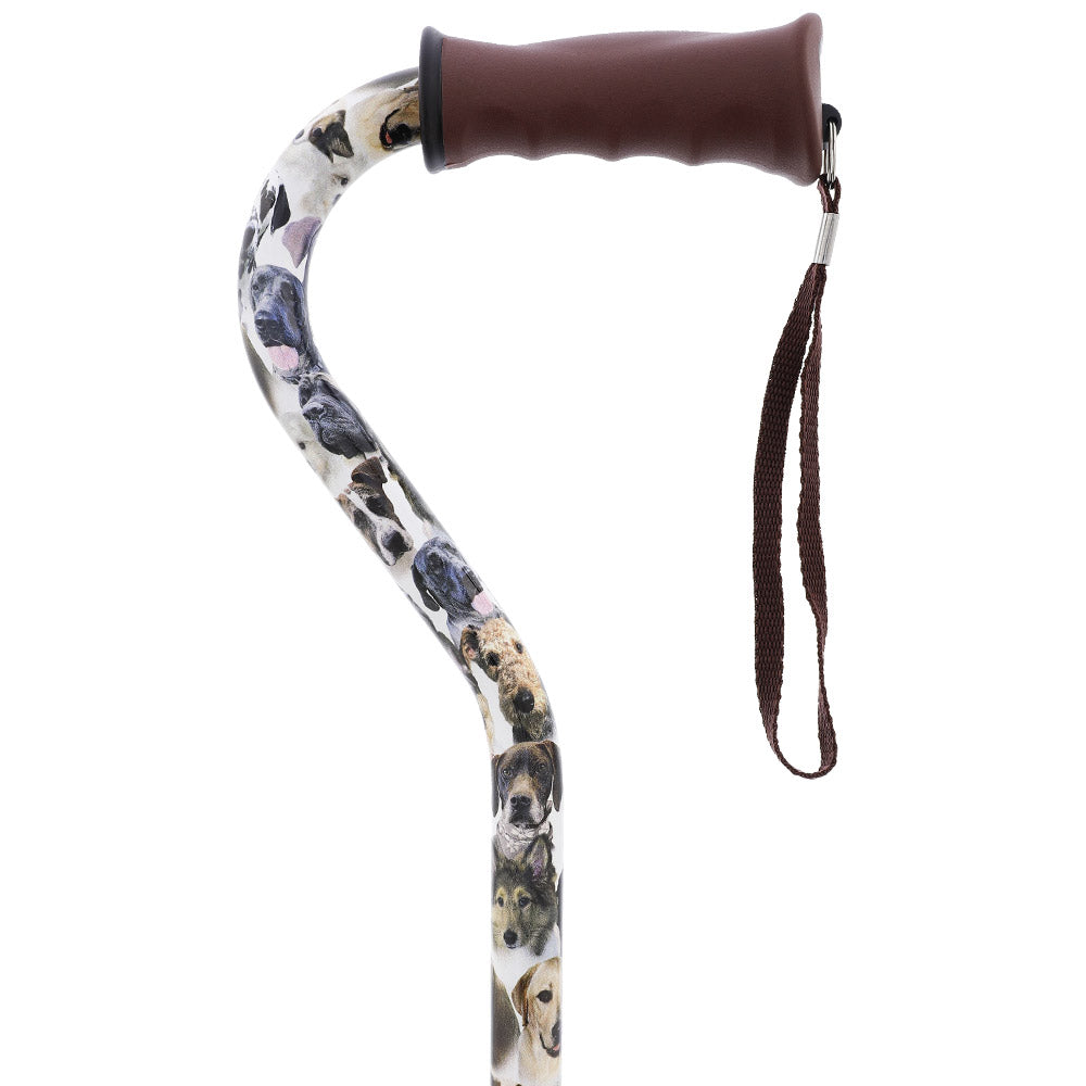 Dog Lovers' Offset Cane - Comfort Grip, Adjustable w/ SafeTbase Safetbase Canes - Tophatter Daily Deals