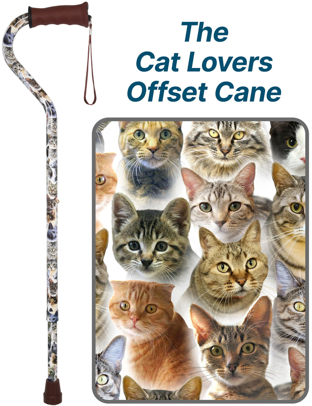 Cat Lovers: Designer Cane: Adjustable, Comfort Grip No Cat Walking Canes - Tophatter Daily Deals