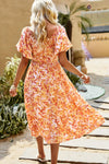 Floral Square Neck Tiered Midi Dress Casual Dresses - Tophatter Daily Deals