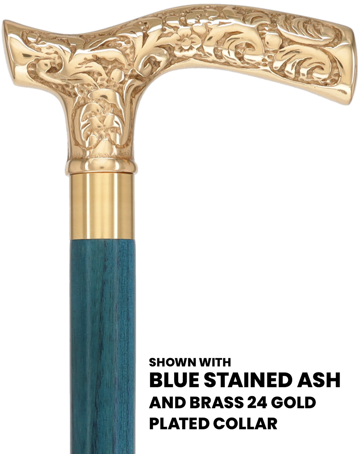 Premium Brass Fritz Handle Cane: Stained Custom Color Shaft Brass Walking Canes - Tophatter Daily Deals