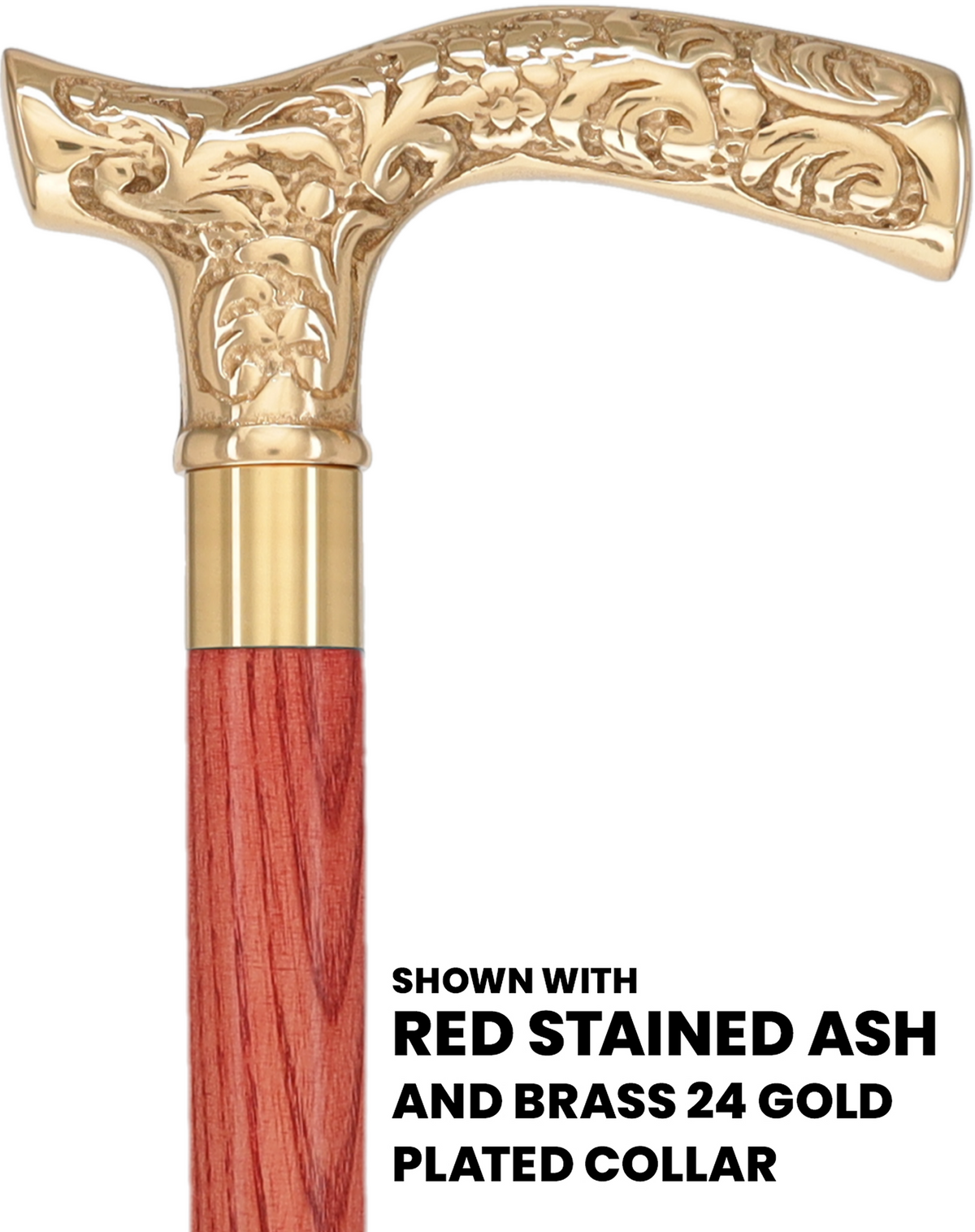 Premium Brass Fritz Handle Cane: Stained Custom Color Shaft Brass Walking Canes - Tophatter Daily Deals