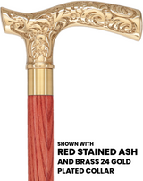 Premium Brass Fritz Handle Cane: Stained Custom Color Shaft Brass Walking Canes - Tophatter Daily Deals