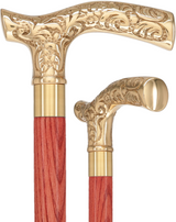 Premium Brass Fritz Handle Cane: Stained Custom Color Shaft Red Brass Walking Canes - Tophatter Daily Deals